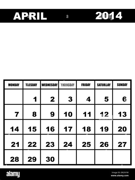 April Calendar 2014 Stock Photo Alamy