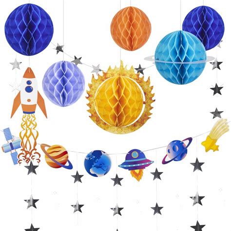 Space Decoration Planet Birthday Decoration Honeycomb Paper Hanging