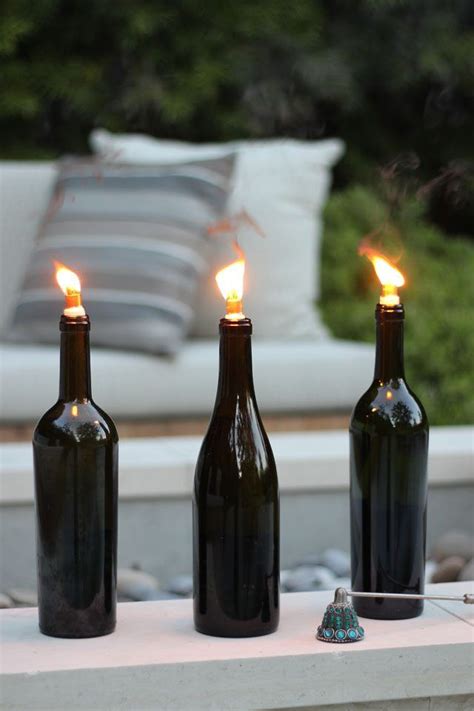 Repurpose Used Wine Bottles To Make Tiki Torches For Your Outdoor