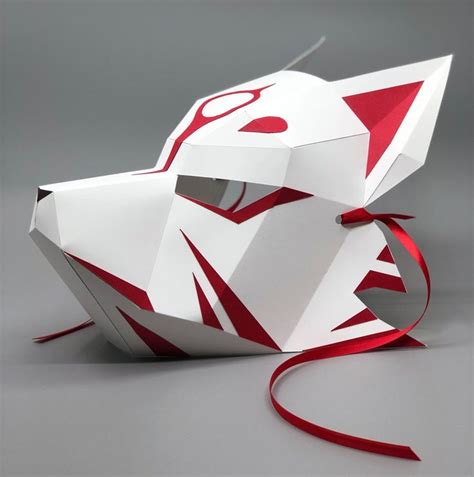 Masque Kitsune Masque de renard démon Masque facial complet Modèle PDF