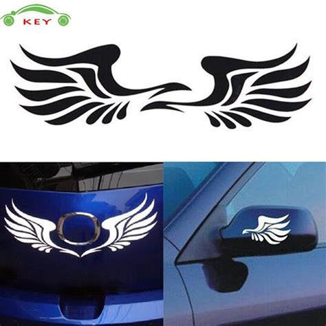 a pair 24 8cm car styling wings glue stickers auto motorcycle mirror decal for jaguar jeep bmw