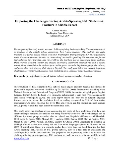 First, second, and foreign language teaching and learning; (PDF) Journal of ELT and Applied Linguistics (JELTAL ...