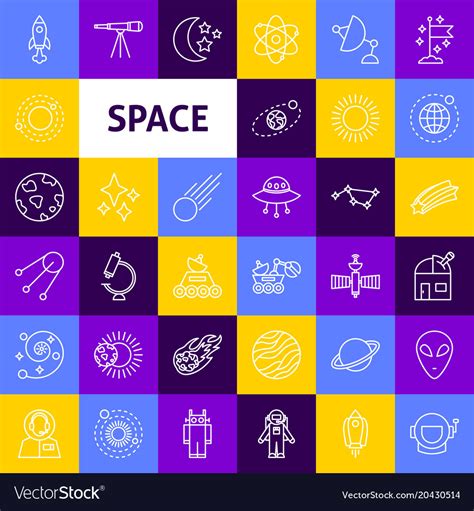 Space Line Icons Royalty Free Vector Image Vectorstock