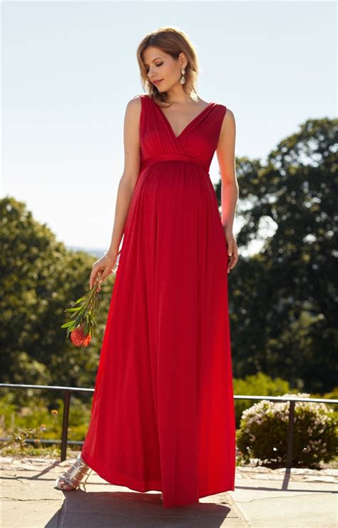 Hot Red Long Chiffon Empire Prom Dress For Pregnant Woman Charming V