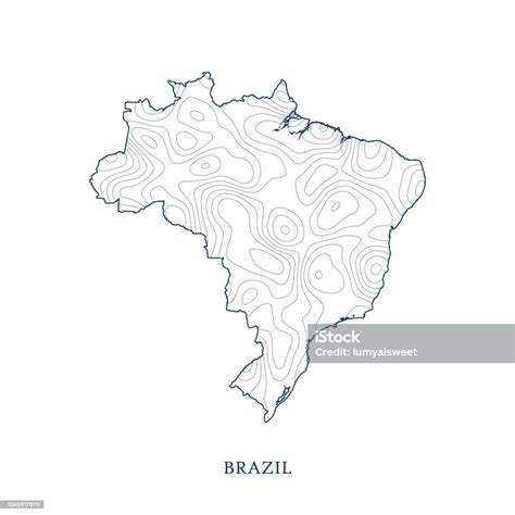 Vetores De Contorno Do Mapa Topográfico Do Brasil E Mais Imagens De