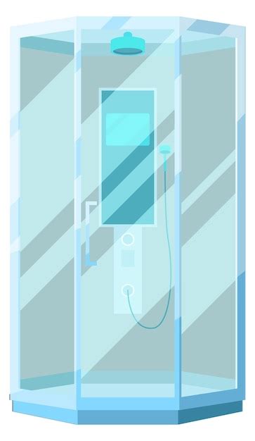 Premium Vector Shower Glass Cabin Bathroom Furniture Cartoon Icon