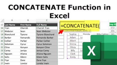 Combine First And Last Names In Excel Concatenate Excel Tutorial