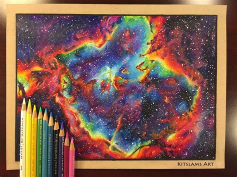 Heart Nebula Drawing Space Drawings Colorful Art Prints Colorful