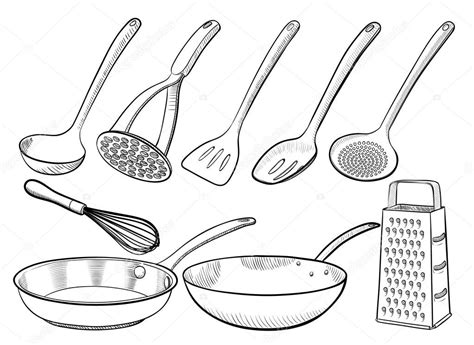 Kitchen Utensil Sketches Stock Illustration By ©predragilievsi 97597304