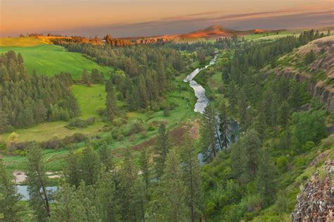 Sunrise On The Palouse River Looking At Steptoe Butte Palouse Butte