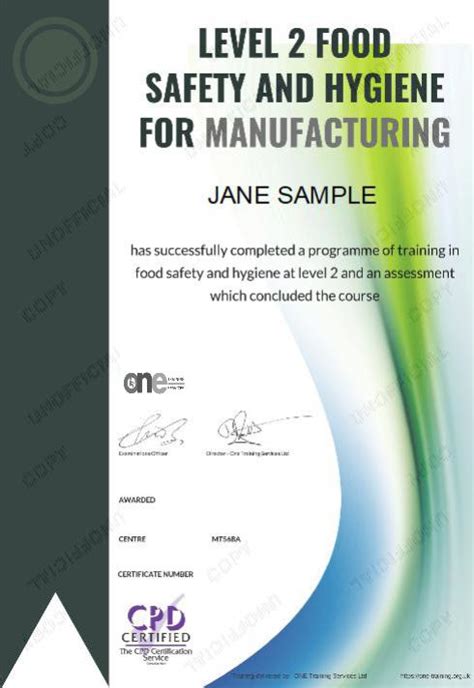 Level 2 Food Safety And Hygiene For Manufacturing Course