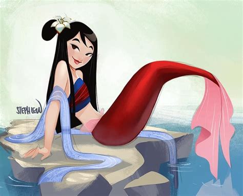 Mulan Mermay Mermaid Disney Disney Princess Art Disney