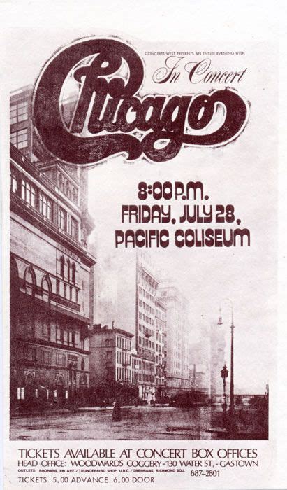 Chicago At The Pacific Coliseum 07281972 Tour Posters Gig Posters