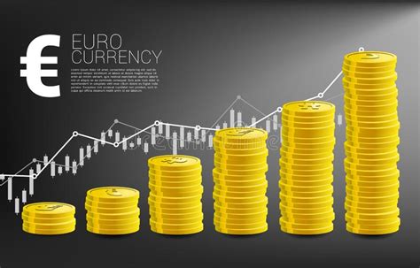 Euro Grafico Di Crescita Dorato Della Moneta Illustrazione Vettoriale