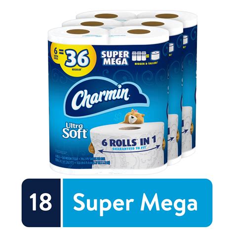 Charmin Ultra Soft Toilet Paper 18 Super Mega Rolls
