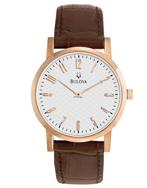 Bulova Mens Rose Gold And Leather Dress Watch In Metallic For Men Lyst