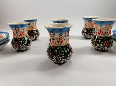 Turkish Tea Set Tea Cups Ceramic Tea Cups Pottery Tea Etsy In 2021