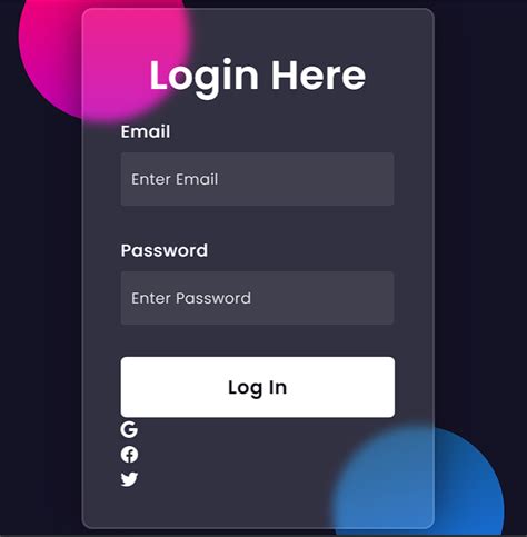 Glassmorphism Login Form Using Html And Css Code