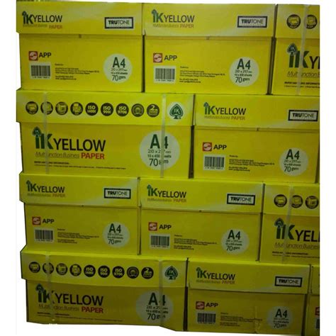 We have all types of a4 paper 80 gsm 75gsm and 70 gsm also we have a3 paper a4 paper in roll, ream.you can request for the specification of all the below paper.brightness 100% which is good for all office use. 1 Carton 10 Packs IK yellow A4 paper 450sheet 70gsm 80gsm ...