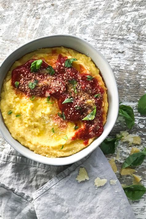 Simple Polenta With Sauce And Cheese Recipe Recipes Polenta