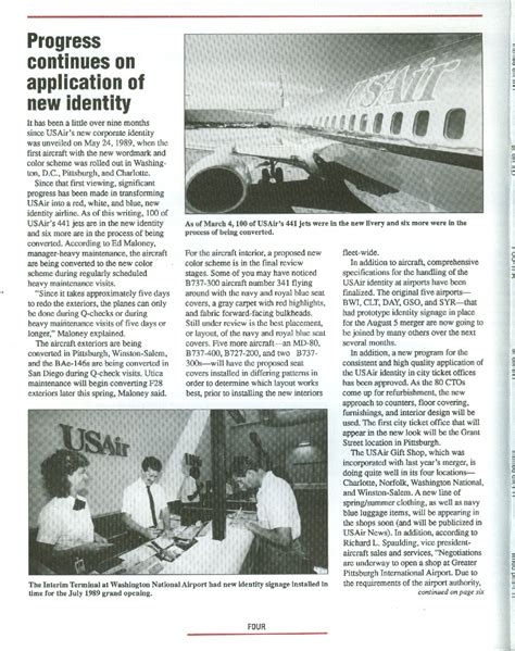 Usair News Airline Employee Magazine 35 1990 Us Airways