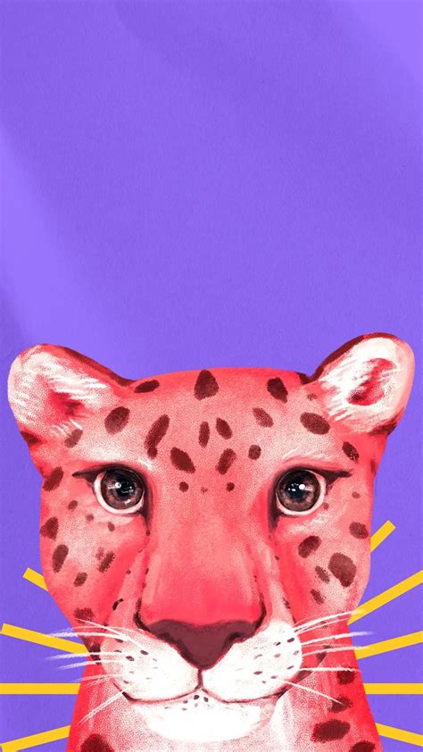 Cute Leopard Iphone Wallpaper Purple Premium Photo Illustration