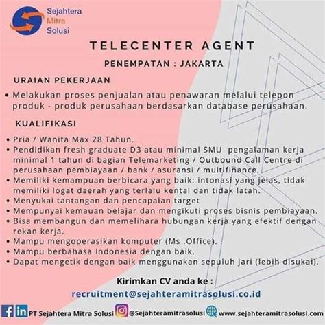 Maybe you would like to learn more about one of these? Lowongan Call Center - Gibran Waluyo di Jakarta Pusat, 15 ...