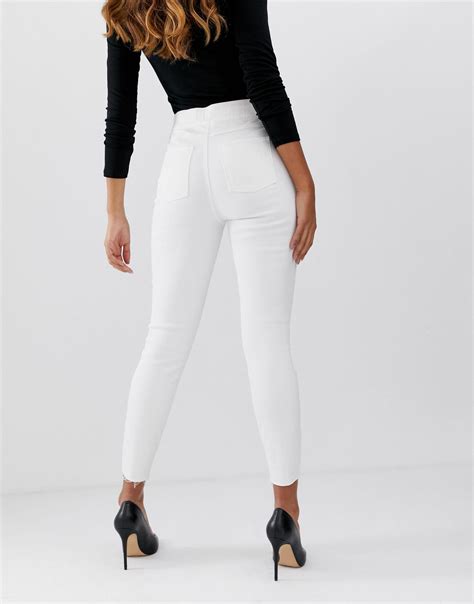 Spanx Denim Shape And Lift Distressed Skinny Jeans In White Lyst