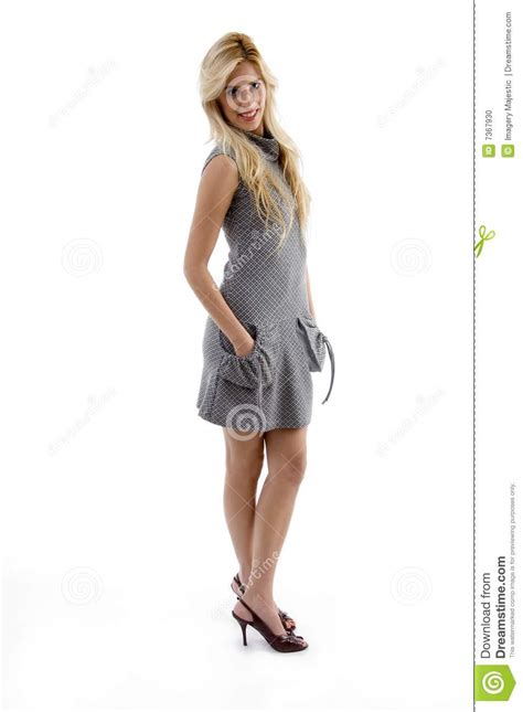 Side View Of Cheerful Young Female Model Stock Photo Image 7367930