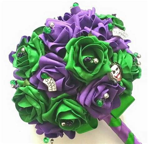 Joker Bouquet Batman Wedding Joker And Harley Purple And Green Wedding