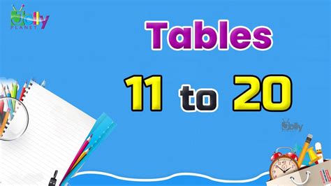 Tables 11 To 20 For Kids In English Multiplication Tables 11 To 20