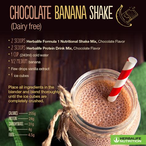 Chocolate Banana Shake Herbalife Shake Recipes Herbalife Recipes