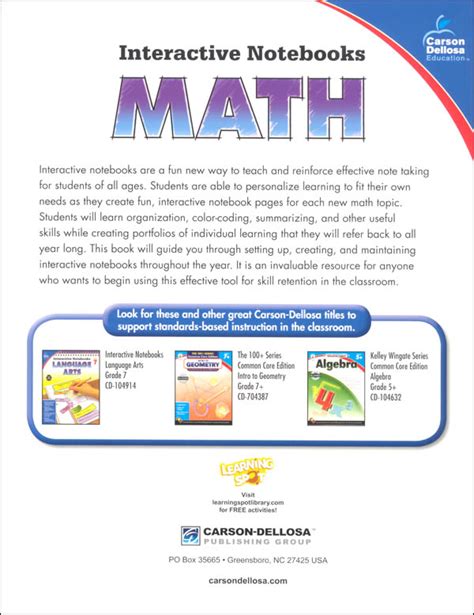 Interactive Notebooks Math Grade 7 Carson Dellosa 9781483831275