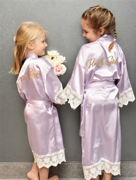 Flower Girl Robes Satin Robes With Lace Lace Bridesmaid Etsy