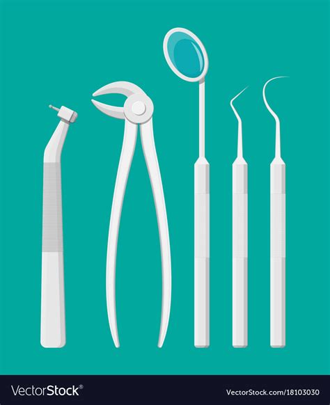 Dentist Work Tools Tooth Healthcare Equipment Set Vector Image