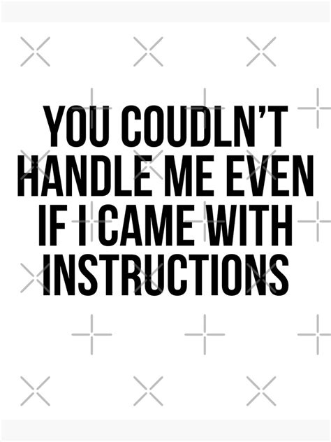 You Couldnt Handle Me Even If I Came Wth Instructons Poster By