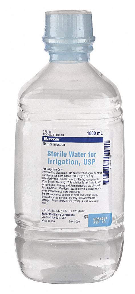 Baxter Sterile Water Antiseptics Bottle 3pwk7basw050114 Grainger