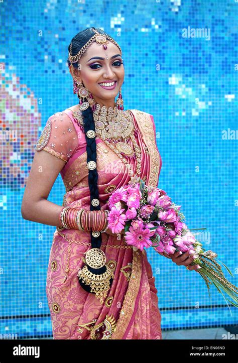 Sri Lankacolombo Bride At Sinhalese Wedding In Colombo Stock Photo