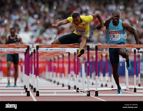 Great Britain S William Sharman Centre In Action During The Men S 110 Metres Hurdles Final