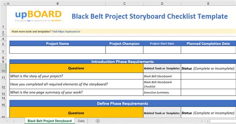 Black Belt Project Storyboard Online Software Tools And Templates