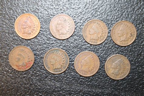 Lot #74 Eight Indian Head pennies - Paradise Estate Sales