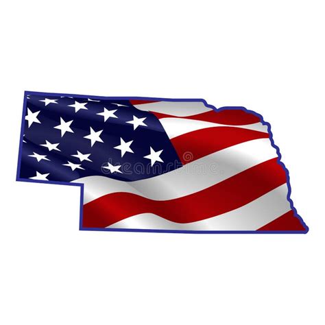 United States Nebraska Full Of American Flag Map Stock Illustration