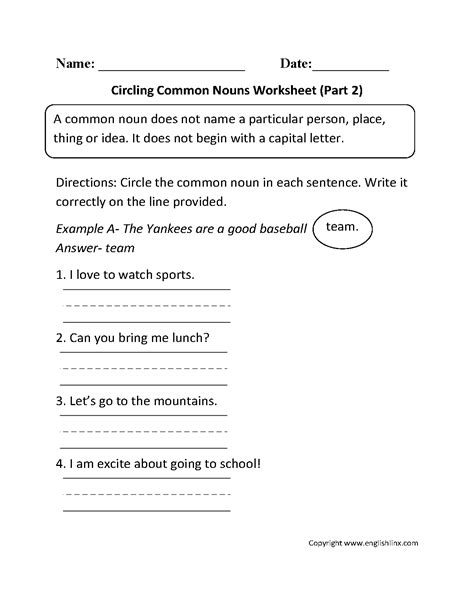 Proper noun , common noun and abstract noun worksh. Circling Common Nouns Worksheet Part 2 | Common nouns worksheet, Nouns worksheet, Common nouns
