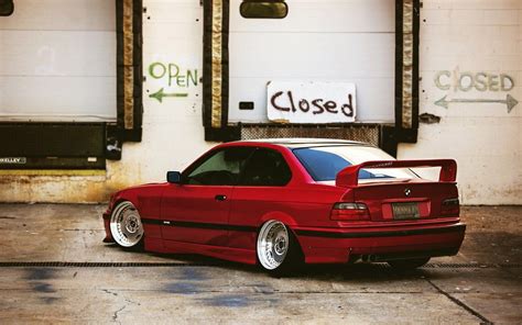Bmw E36 Red Tuning Car Hd Wallpaper Eazy Wallpapers