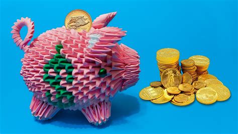 How To Make A 3d Origami Piggy Bank Youtube
