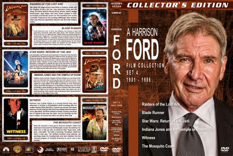 Harrison Ford Collection Set 4 Dvd Cover 1981 1986 R1 Custom