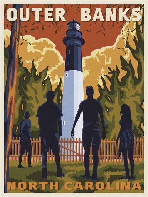 Outer Banks Nc Vintage Travel Poster