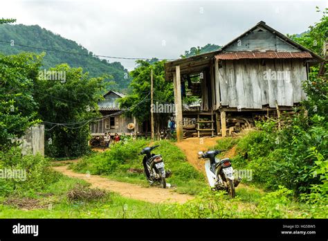 Farm Hut In A Remote Vietnamese Village Rice Paddies In The Foreground