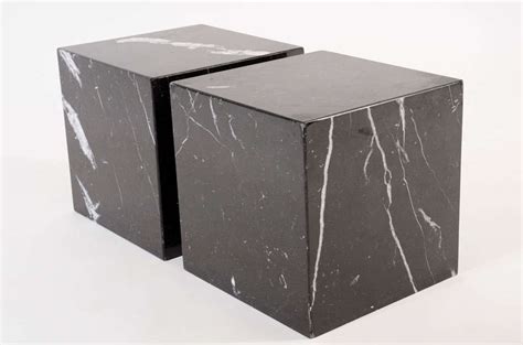 Pair Of Negro Marquina Spanish Marble Cube Side Tables By Pace At