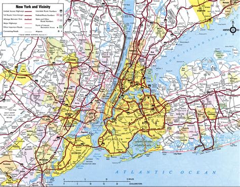 New York And Vicinity Roads Map Free Large Scale Highways Detailed